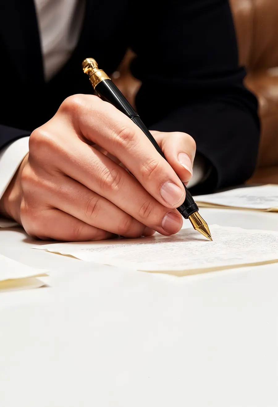 Firma de un contrato con lápiz pluma